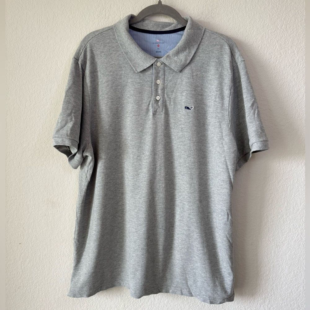 Vineyard Vines Men’s Grey Cotton Piqué Polo Shirt Size XL Logo Golf Preppy